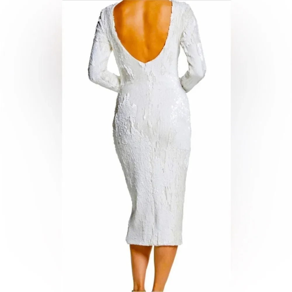 Dress the Population Natalie White Scoop back sequin-K18